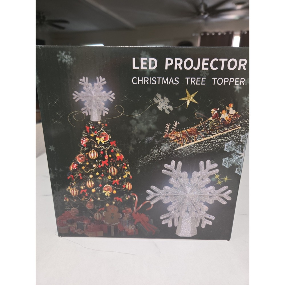 LED Projector Christmas Tree Topper Silver Color 10 In - Picture 2 of 10